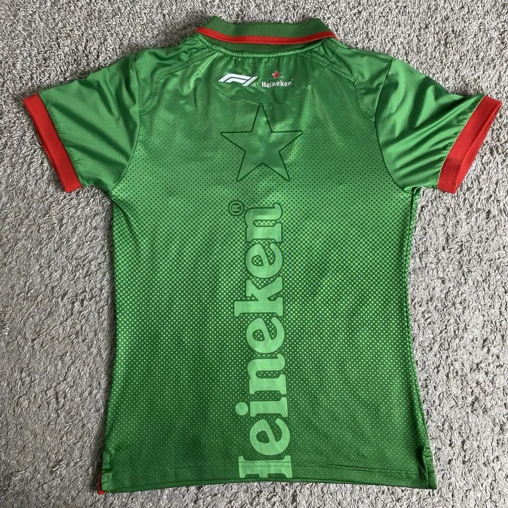 Heineken Formula 1 Green Short Sleeve Collared Polo Shirt Men's Medium